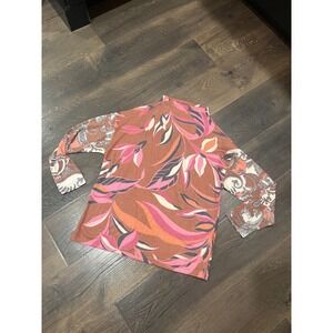 Tribal Jeans Womens Floral Paisley Mock Neck Knit Top Terracotta Pink Medium